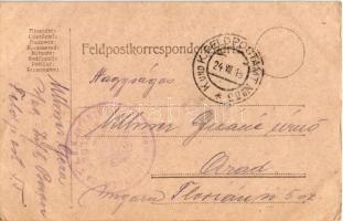 1915 Tábori Postai Levelezőlap / WWI hand-drawn art postcard + "K.u.k. FELDPOSTAMT No. 55."...