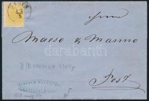 1858 1kr helyi levélen / on local cover PESTH