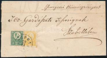 1873 Réznyomat 2kr és 3kr levélen / on cover "KORPONA" - Szebell