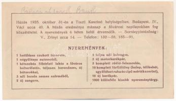 Budapest 1925. " 'NYUKOSZ' (Nyugdíjas Katonatisztek Országos Szövetsége) sorsjegy&quo...