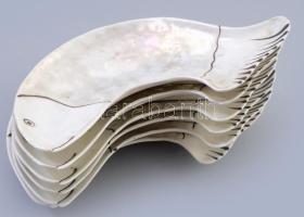 Halcsontos tál garnitúra, halas festéssel, kis sérüléssel, 6 db, h: 19 cm