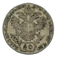 1829B 20kr Ag "I. Ferenc" T:F patina Huszár 1979., Unger III.: 1380.a