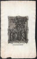 cca 1750-1800 4 db bibliai-egyházi témájú metszet, egyik Poussin után, rézmetszet, papír, jelzett a ...