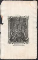 cca 1750-1800 4 db bibliai-egyházi témájú metszet, egyik Poussin után, rézmetszet, papír, jelzett a ...