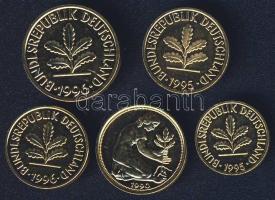 NSZK 1990-1996. 1Pf + 2Pf + 5Pf + 10Pf + 50Pf aranyozva T:2