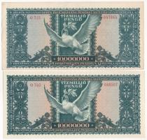 1945. 10.000.000P (2x) egyik enyhén eltolódott nyomat T:AU,XF
Adamo P26