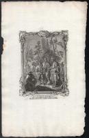 cca 1750-1800 5 db bibliai-egyházi témájú metszet, egyik Veronese után, rézmetszet, papír, jelzett a...