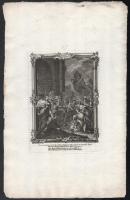 cca 1750-1800 5 db bibliai-egyházi témájú metszet, egyik Veronese után, rézmetszet, papír, jelzett a...