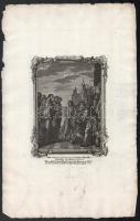 cca 1750-1800 5 db bibliai-egyházi témájú metszet, egyik Veronese után, rézmetszet, papír, jelzett a...