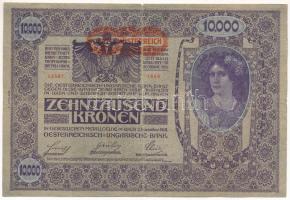 Ausztria 1918. 10.000K vízszintes "DEUTSCHÖSTERREICH" felülbélyegzéssel T:F kis szakadások Austria 1918. 10.000 Kronen with horizontal "DEUTSCHÖSTERREICH" overprint C:F small tear Krause P#65