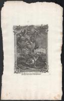cca 1750-1800 4 db bibliai-egyházi témájú metszet, egyik Adam Elsheimer után, rézmetszet, papír, jel...