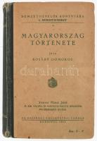 Kosáry Domokos: Magyarország története. Nemzetnevelők könyvtára I. Nemzetismeret 4. Bp., 1943, Országos Közoktatási Tanács, 411+(1) p.+ 8 (kétoldalas) t.+ 2 (térképek) t.+ 3 (kihajtható genealógiai táblák) t. Kiadói félvászon-kötés, kissé viseltes borítóval és gerinccel, belül jó állapotban.