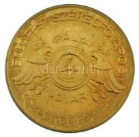 ~1930-1945. 5P Cu "BSZKRT (Budapest Székesfőváros Közlekedési Részvénytársaság) Pályaudvar" közlekedési bárca (28mm) T:UNC kis patina /  Hungary ~1930-1945. 5 Pengő Cu "BSZKRT Pályaudvar (Budapest Székesfőváros Transport Corporation, Railway station)" traffic jeton (28mm) C:UNC small patina