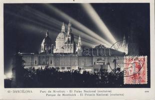 Barcelona Montjuic park and the National Palace at night
