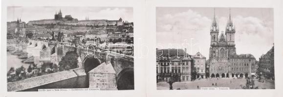 cca 1900 Prága, leporelló a városról készített fotónyomatokkal, aranyozott félvászon-kötésben, kissé...