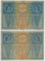 Ausztria 1902. 1000K (2x) 2. kiadás, hátlaprajzos, vízszintes "DEUTSCHÖSTERREICH" felülbél...