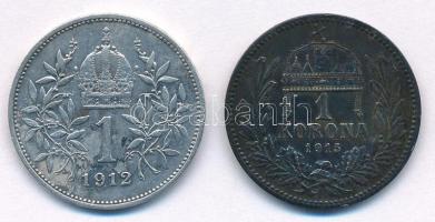 1915KB 1K Ag "Ferenc József" + Ausztria 1912. 1K Ag "Ferenc József" T:XF patina,...