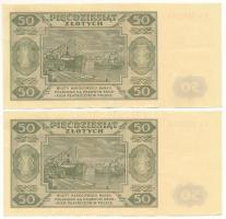 Lengyelország 1948. 50Zl (2x) sorszámkövető pár T:F szép papír
Poland 1948. 50 Zlotych (2x) consecu...