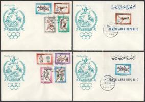 1964 Sport sor és 2 db blokk 4 FDC-n / Mi 336-343 + block 22-23 on 4 FDC