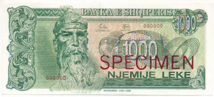 Albánia 1992. 1000L minta bankjegy, piros SPECIMEN felülbélyegzéssel, 000000 sorszámmal T:AU Albania 1992. 1000L specimen banknote, with red SPECIMEN overprint, and 000000 serial number C:AU Krause 54s