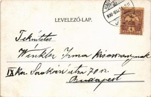 1900 Nagyvárad, Oradea; Kishídfő. Szecessziós virágos litho keret / bridge. Art Nouveau, floral, lit...