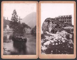 cca 1900 Vegyes Salzkammergut fotó tétel (Bad Ischl, Halstatt, Wolfgangsee, stb.), 6 db, 10,5×16,5 c...
