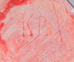 Bodzásparti kerámia butella, pásztor formájú, erezett mintás mázzal, jelzett (KBI), 20 cm