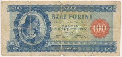 1946. 100Ft B 228 098493 T:VG,G Hungary 1946. 100 Forint B 228 098493 C:VG,G Adamo F26, Krause P#160