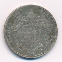 1869KB 1Ft Ag "Ferenc József / Angyalos címer" Körmöcbánya T:VF patina, ph. 
Hungary 1869...