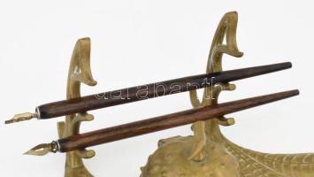 Íróasztali tolltartó és itatós tapper készlet. Réz, levél mintás, szecessziós 26 cm