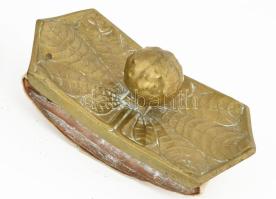 Íróasztali tolltartó és itatós tapper készlet. Réz, levél mintás, szecessziós 26 cm