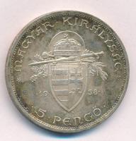 1938. 5P Ag "Szent István" T:AU patina
Adamo P8.1