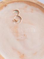 Császári katonafejes mázas kerámia edény, váza, kézzel festett, jelzés nélkül, hibátlan 28 cm