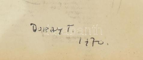 Duray Tibor (1912-1988): Felesége portréja, 1970. Ceruza, toll, papír, jelzett, üvegezett fakeretben...