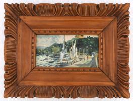 Duray Tibor (1912 - 1988): Vitorlások a kikötőben. Tempera, farost, jelezve balra lent: Duray T.. 13...
