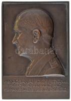 Edvi Illés György (1911-?) 1942. "Horthy István" bronz plakett csavaros hátlappal. "VITÉZ NAGYBÁNYAI HORTHY ISTVÁNNAK MAGYARORSZÁG HŐSI HALÁLT HALT KORMÁNYZÓHELYETTESÉNEK EMLÉKÉRE" (156x111mm) T:AU Hungary 1942. "István Horthy" bronze plaque with screw back Sign.: György Edvi Illés (156x111mm) C:AU HPII 734.var