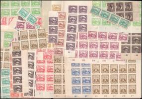 Csehszlovákia vágott összeállítás a korai bélyegekből, közte 24 db nagyobb összefüggés! ömlesztve / Czechoslovakia imperforate stamps from the early issues, including 24 larger units!