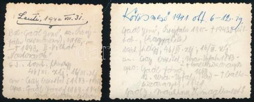 1943 Vaslovasok magyar kerékpáros katonák, Kőrösmezőre bevonulás 2 db feliratozott fotó 6x9 cm