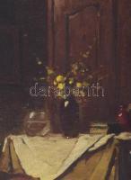 Komáromi Kacz Endre (1880-1969): Enteriőr. Olaj, vászon. Jelezve jobbra lent. Dekoratív fakeretben. ...