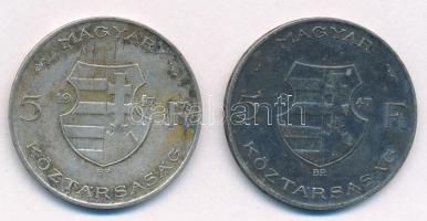 1947. 5Ft Ag "Kossuth" (2x) egyiken a címer felett MP karcolás T:XF-F patina
Adamo F8.1