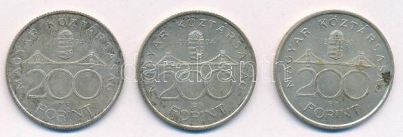 1994. 200Ft Ag "Deák" (2x) + 1993. 200Ft Ag "MNB" T:XF,VF patina
Adamo F13, F13...