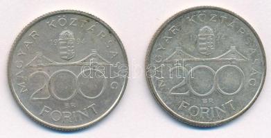 1994. 200Ft Ag "Deák" (2x) T:XF,VF patina
Adamo F13.1