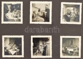 cca 1940-1945 Nagyszénás, Károlyi-kastély, kápolna, Czifra-major, fotóalbum, kb. 164 db beragasztott...