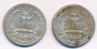 Amerikai Egyesült Államok 1939. 1/4$ Ag (2x) "Washington quarter" T:VF patina
United Stat...