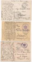 3 db régi első világháborús képeslap az Osztrák-Magyar Haditengerészet bélyegzőivel / 3 pre-1945 postcards with WWI K.u.K. Kriegsmarine (Austro-Hungarian Navy) cancellations on the backside