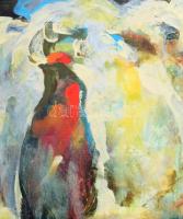 Kőrösi Papp Kálmán (1940-): Obeliszk. Olaj, vászon , jelzett a hátoldalán. 51x51 cm