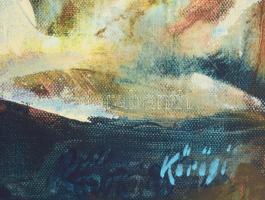 Kőrösi Papp Kálmán (1940-): Obeliszk. Olaj, vászon , jelzett a hátoldalán. 51x51 cm