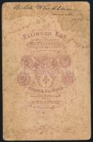 1876 Báró Wenckheim Béla (1811-1879) miniszterelnök portréja, keményhátú fotó, foltos, 16,5×10,5 cm