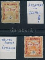 1915 Hadisegély II. 2f s 3f "árvaknak" lemezhibával / plate variety