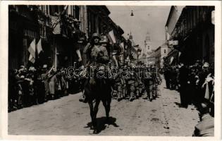 1940 Szatmárnémeti, Szatmár, Satu Mare; bevonulás / entry of the Hungarian troops + "1940 Szatmárnémeti visszatért" So. Stpl.